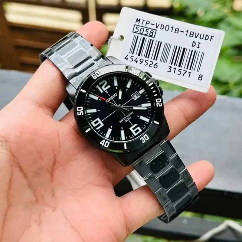 Casio Japan Quartz Enticer Black Dial Men's Watch- MTP-VD01B-1BV
